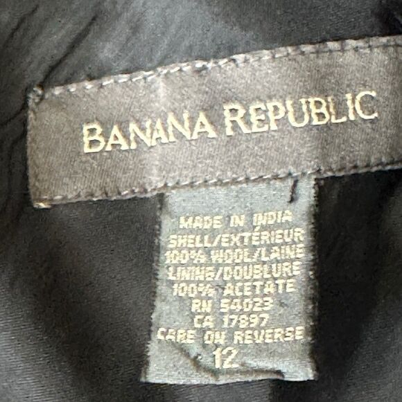 Banana Republic Sleeveless Career Dress Black Midi 100% Wool Size 12 - Picture 4 of 7